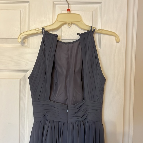 Grey Halter Bridesmaid Dress - Picture 4 of 10